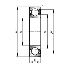 S 623-2RSR,  DIN 625-1 ˜ʵҪߴ, ɂȴܷ